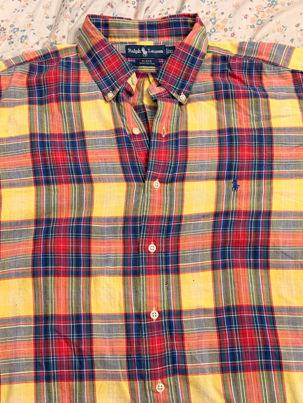 Vintage Ralph Lauren Short Sleeve Button Down Shirt Men XL Multi Color Plaid